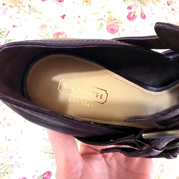 COACH Alexia Brown Platform Shooties Pumps Peep toe 8.5 - Picture 4 of 6